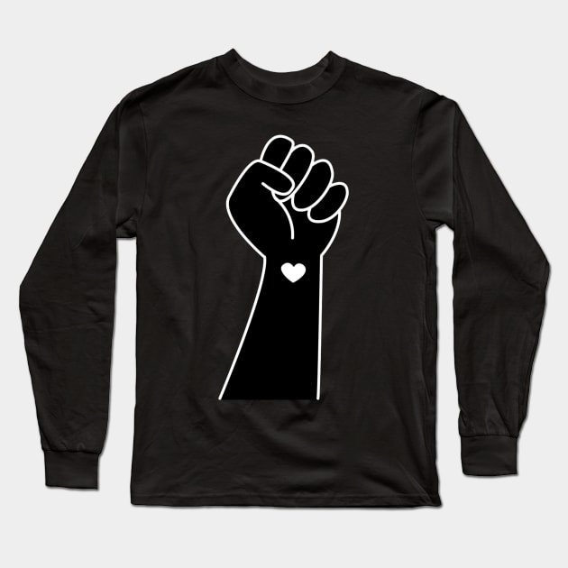 Hand symbol for black lives matter protest in USA to stop violence to black people. Fight for human right of Black People in U.S. America Long Sleeve T-Shirt by amramna